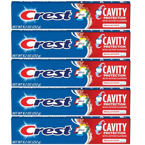 Crest Fluoride Anticavity Toothpaste, Prevents Cavities Before They Start, Regular Paste, 8.2 Ounce (Pack of 5)