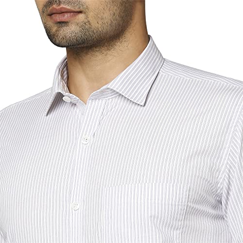 Image of Park Avenue Men's Pure Cotton Stripe Pattern Slim Fit Semi Cutaway Collar Full Sleeve Formal Shirt