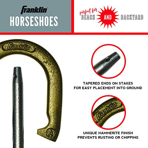 Image of Franklin Sports Horseshoes Sets - Game Sets for Adults + Kids - Includes (4) Horseshoes and (2) Ground Stakes