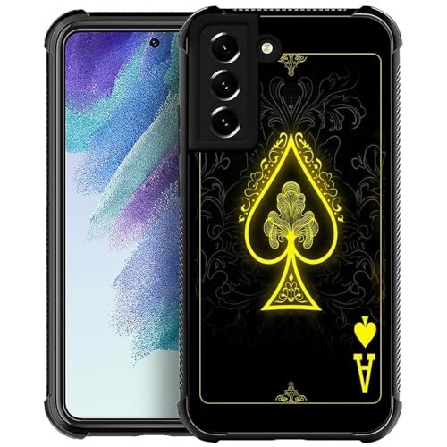 CARLOCA Case for Samsung Galaxy S22,Playing Card Ace 2 Design Shockproof with 4-Sided Airbag, Anti-Scratch & Anti-Slip TPU Cover - Protective Phone Case for Men Women