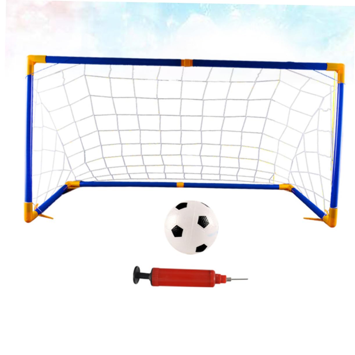 ibasenice 1Set Portable Soccer Goal DIY Football Net with Long Tubes Short Tubes Soccer Ball Inflator Training Game for Sports Activities