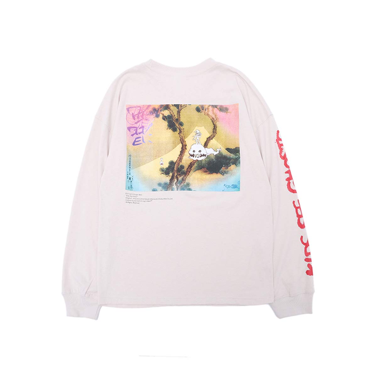 ArnodefranceMen I See Ghosts Long Sleeve Shirt Hip Hop Graphic Long Sleeves Trendy Print Letter Cotton Crewneck Shirt