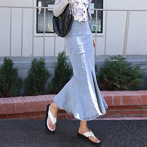 ROTAKUMA Robe De Sirène Rétro Taille Haute Package Hip Girl Girl Fille Denim Jupane (Color : Blue, Size : X-Small) Cover