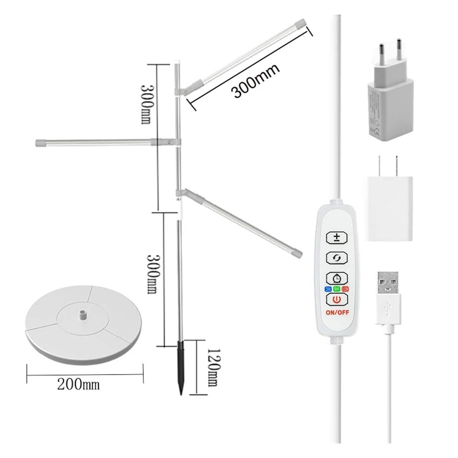 Lámpara de Cultivo, Luz LED de Cultivo, lámpara de Cultivo de Plantas de Espectro Completo con Temporizador for Plantas de Interior, luz Regulable for Plantas hidropónicas(NO)