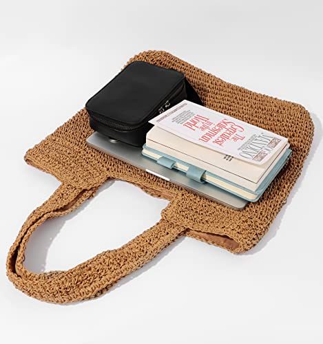 Image of GOLDTIMO Beach Bags for Women - Summer Soft Large Woven Shoulder Purse Handbag, Beach Tote Straw Bag for Summer Vacation