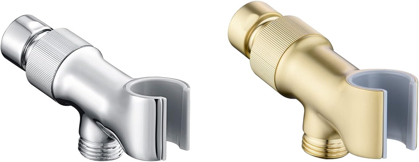 Metal Shower Head Holder for Handheld Shower Head, Adjustable Shower Arm Mount Bracket, SonTiy Removable Shower Wall Mount Holder for Bathroom, Polished Chrome & Brushed Gold