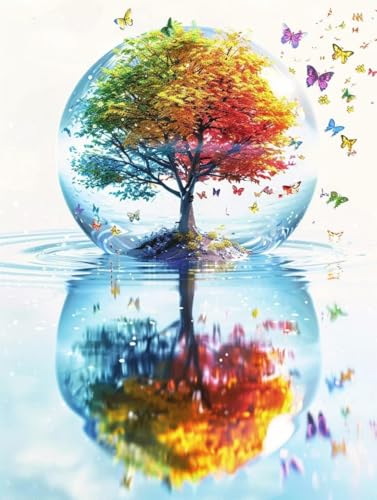 Peinture par Numéro Papillon et Arbre Géant 100x130cm pour Activité Manuelle en Famille au Salon
