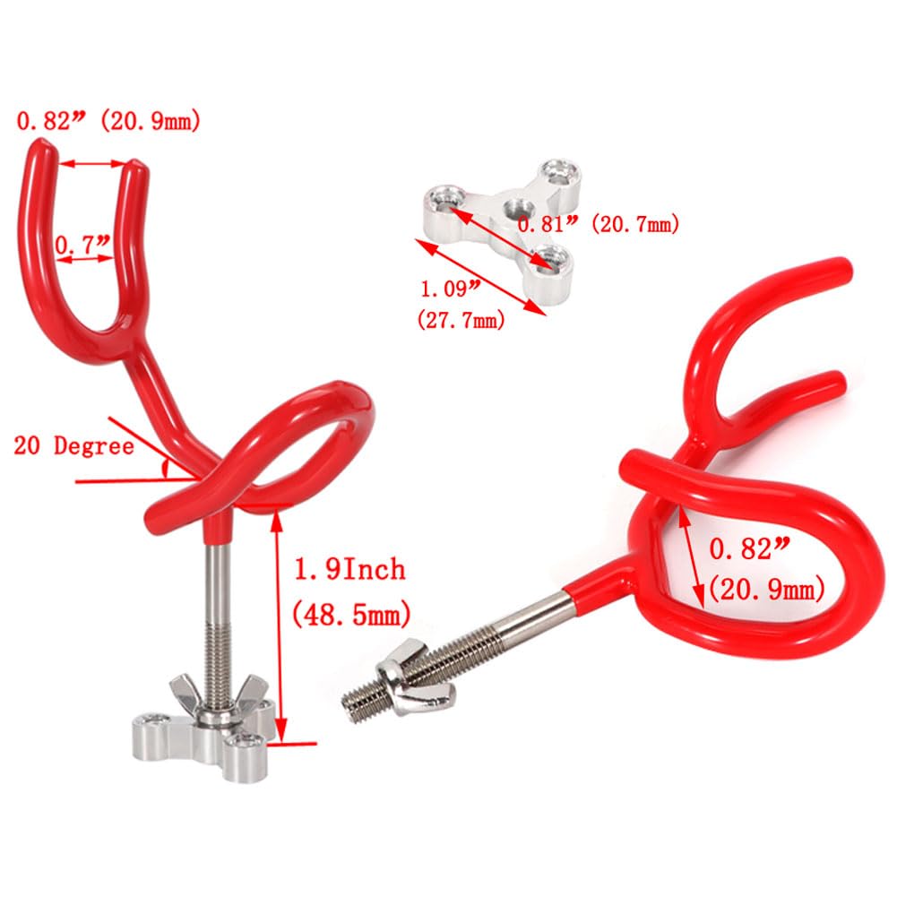 Lot de 4 supports de canne à pêche en acier avec revêtement en PVC à 20 degrés Rouge