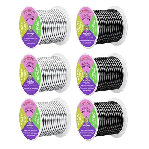 Image of Mandala Crafts 8 Gauge Silver Tone Black Anodized Aluminum Craft Wire | 120 FT, Colored, Flexible, Bendable for Bonsai Armature Sculpting Wire Wrapping Jewelry Making, Weather & Tarnish Resistant