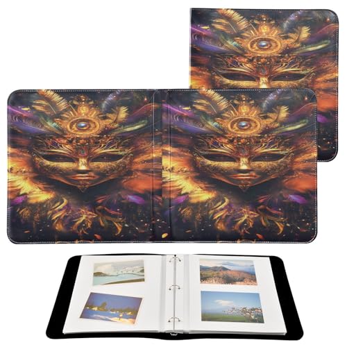 Álbum de Fotos Autoadhesivo DIY Scrapbook Álbum Máscara Mardi Gras Dorada 3 Anillos Álbum de Fotos 40 Páginas 8x10 para Recuerdos miniatura 2