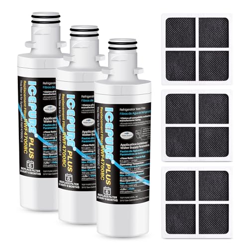 Image of ICEPURE PLUS ADQ747935 NSF /ANSI 53 Certified Replacement for LG LT1000P, Kenmore Elite 9980 LT1000PC ADQ74793501 LT1000 MDJ64844601 RWF4700BC Refrigerator Water Filter and LT120F Air Filter,3 Combo