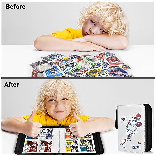 Football Baseball Card Binder, Football Soccer Cards 2022-2023 Trading Card Sleeves Holder Album For Nfl, 440 Pockets Sports Card Display Storage Protectors Collectors For Tcg Card (Folder Only) - White #TOP5