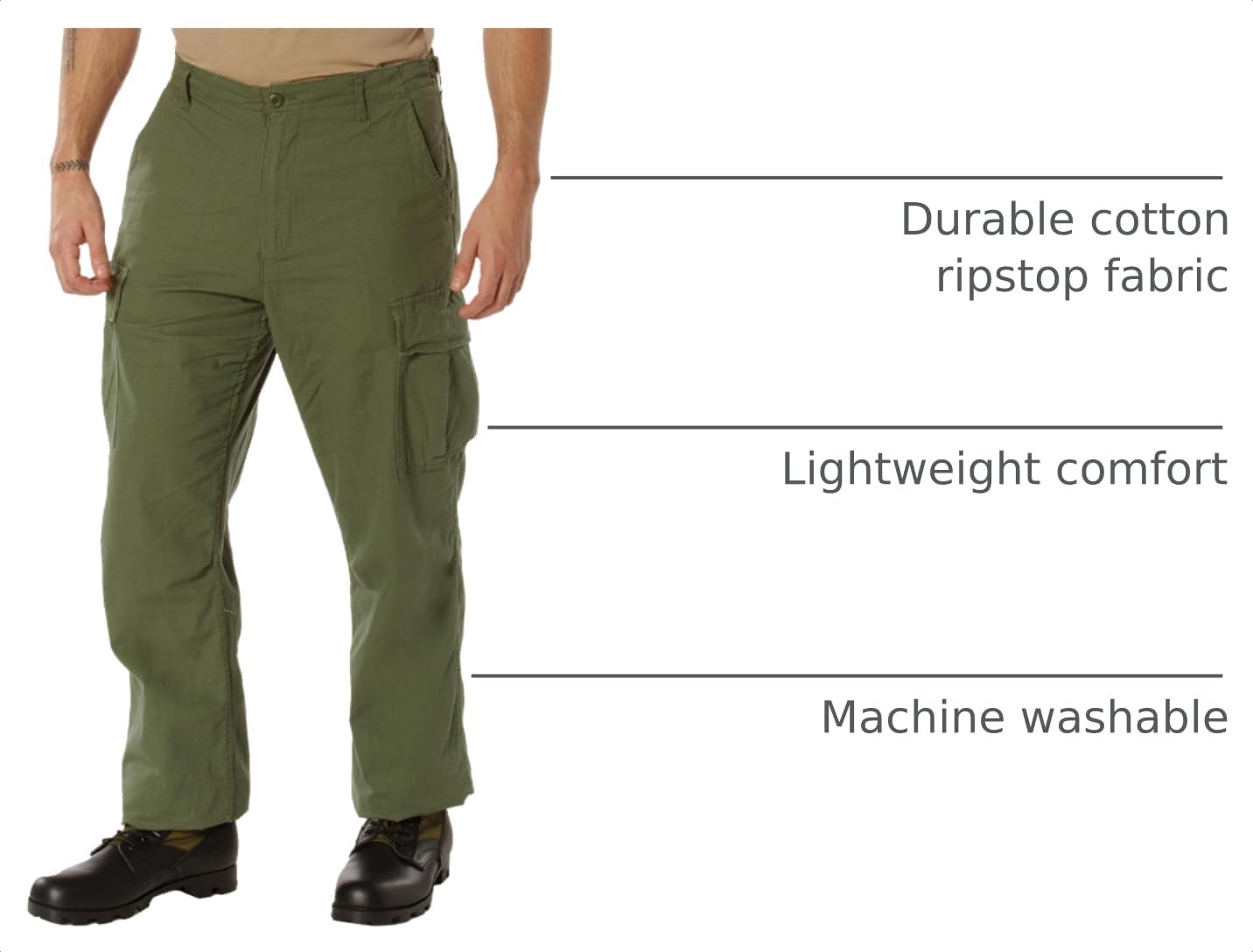 Rothco Vintage Vietnam Rip-Stop Fatigue Pants | Mens Lightweight Breathable Cotton Utility BDU Cargo Casual Trousers product thumbnail 5