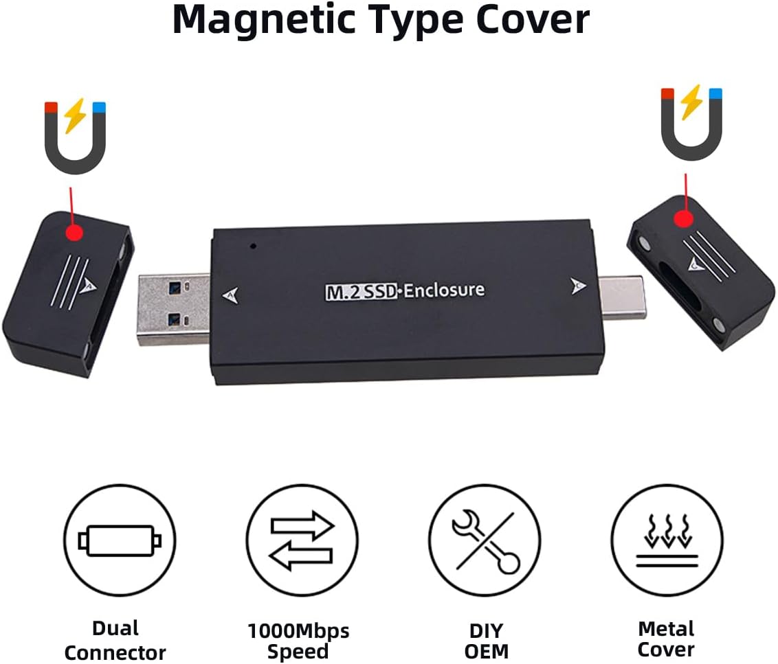 CY NGFF 10Gbps Combo Type-C USB3.0 to M-Key NVMe M.2 NGFF SATA SSD PCBA Case 2242/2230mm Adapter RTL9210B Chipset