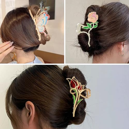 Pinzas para cabello metálicas florales 3 piezas miniatura 7