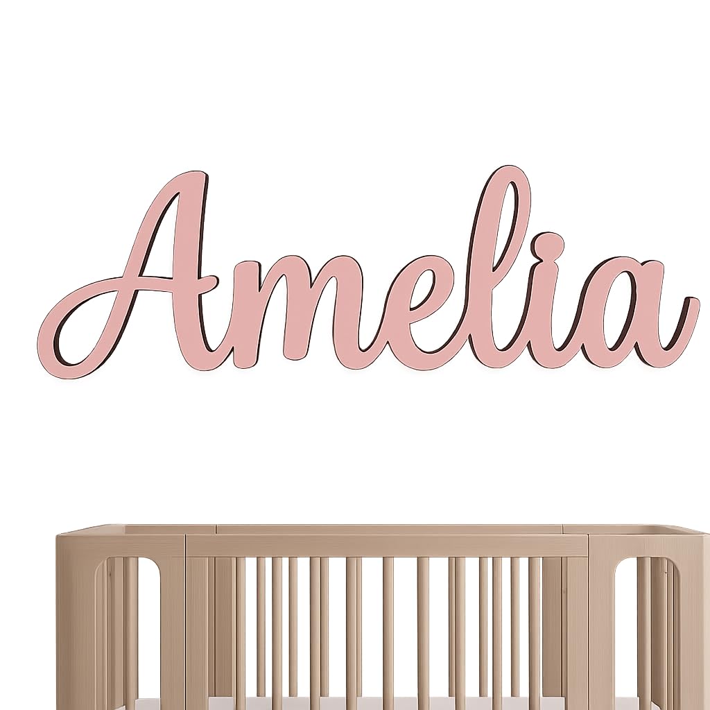 Custom Wooden Name Sign – Personalised Wall or Door Plaque for Kids Room or Nursery – Baby Name Letters, Wood Name Decor 20–90 cm Wide