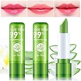 WYBLZPXZ 3 Pack Aloe Vera Lipstick,Long Lasting Nourishing Moisturizing Lip Stick,Magic Temperature