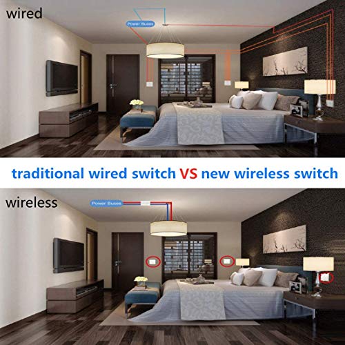 Thinkbee Wireless Switch Light Dimmer Kit No Battery Remote Control Dimmable Light Switch Self-Powered On/Off Switch for House LED Lamp Fixture - Thumbnail 4