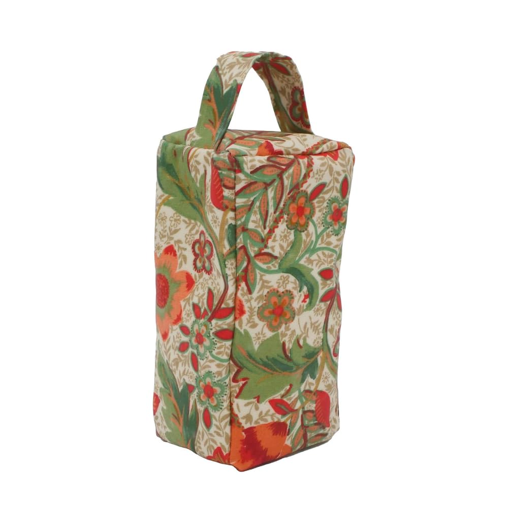 Fabric Door Stop, Tall Decorative Oilcloth Door Stopper for Outdoor, Indoor, Patio, Kitchen, Bedroom Use - 25cm/10in Tall Fabric Door Stop - Filled (Burnt Orange Morris Floral)