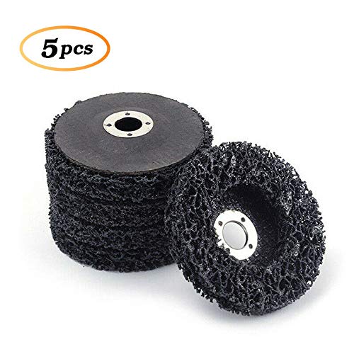 SIGNI Paquete de 5 discos de tira de polietileno de 5 x 7/8 pulgadas para amoladora angular, elimina pintura, óxido y limpia la oxidación de soldaduras (paquete de 5, negro)