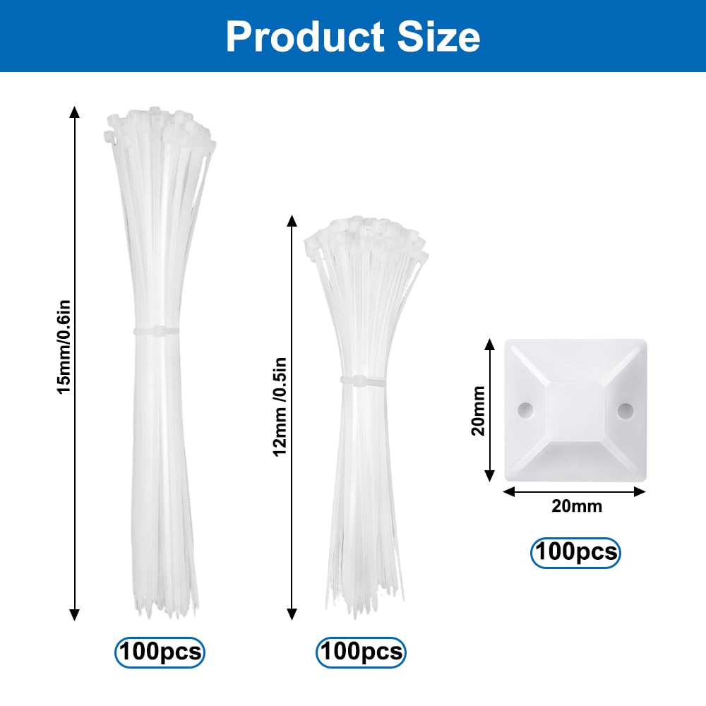 200 Pcs Serre Flex Avec Auto-Adhésif, Collier Serrage