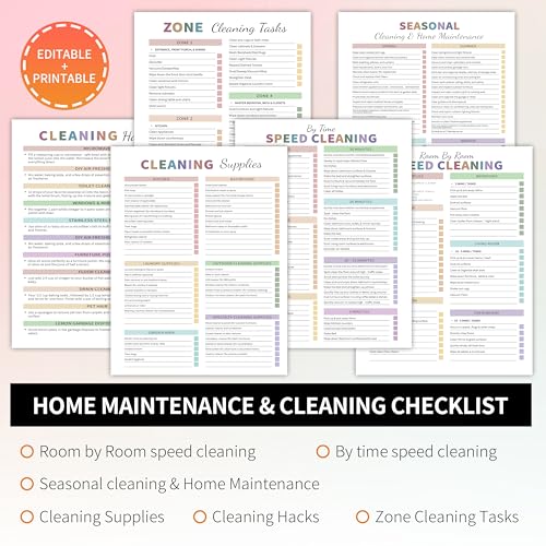 ADHD Cleaning Planner for Adults Women, Cleaning Schedule and Checklist Notebook, Cleaning and Organizing Planner, Daily Weekly Monthly Schedule Household Cleaning Checklist Planner