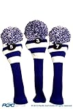 Majek Golf Club 3 5 7 White and Blue Limited Edition Fairway Wood Head Covers Tour Knit Retro...