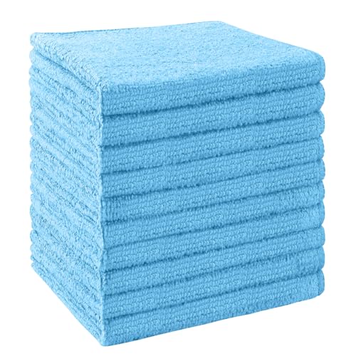 Image of UNIMADE Washcloths Bulk - 10 Pack - Face Towels (12 inch x 12 inch), Highly Soft Wash Cloths and Hand Towels, Fast Drying Multi-Purpose Microfiber Cleansing Cloths for Bathroom, Hotel, Spa, and Salon - Blue