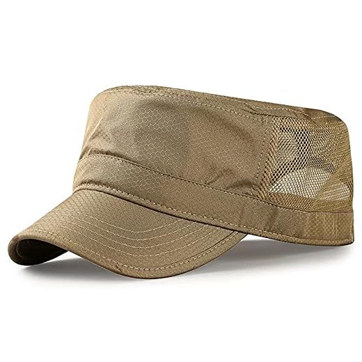 Uteruik Gorra militar del ejército Sombrero de béisbol de malla de la parte superior plana sombrero de verano para los hombres (#B)