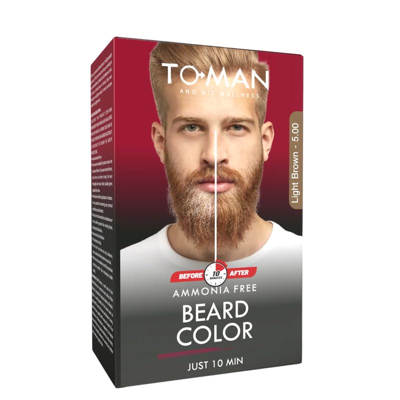 TO-MAN Light Brown Beard Color for Men | Ammonia-Free Formula | 10-Min Grey Coverage | No Skin Staining - 48 ML-image-23