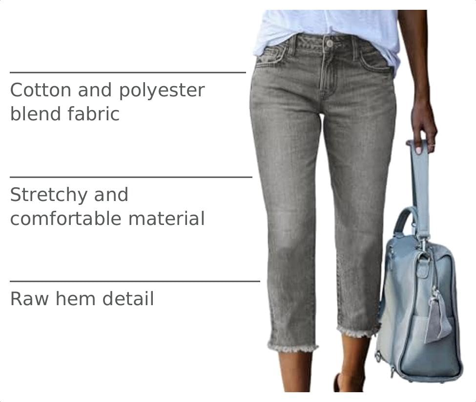 Image of Sidefeel Women's High Waisted Straight Leg Jeans Capri Denim Pants