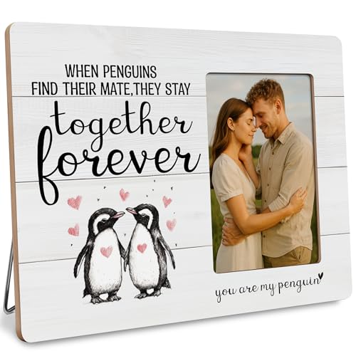 DIMSEOIUS Penguin Gifts for Couple Picture Frame, Wedding Gift, Marriage