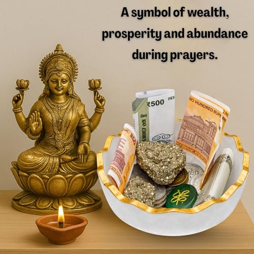 Image of Crystal Heaven Money Bowl with Golden Rim - Selenite Money Magnet Bowls