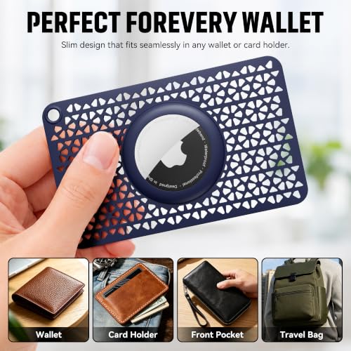 Image of for Airtag Wallet Holder 2 Pack [1st & 2nd Generation] Ultra Thin (0.1 inch) Card Case for Purse, Handbag, Backpack Wallet, Clutch, for Airtag Holder for Women & Men - Blue