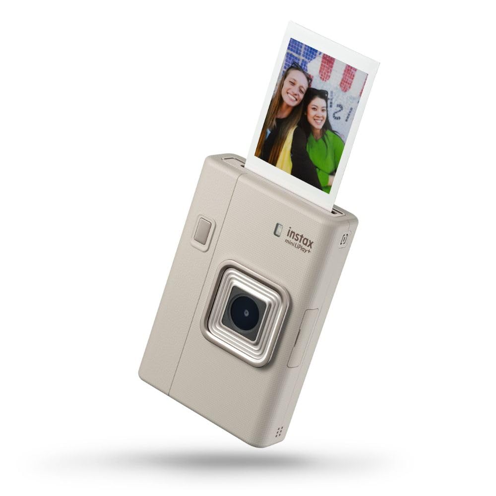 Fujifilm INSTAX mini LiPlay+ Sand Beige - Fotocamera Istantanea Ibrida, Stampante per Smartphone, Obiettivo Frontale per Selfie, Mini Registratore Audio, Dimensioni Stampa 86 mm x 54 mm