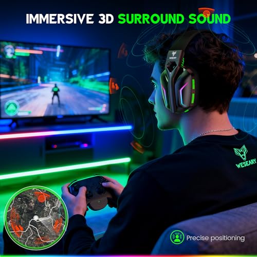 Image of WESEARY Wireless Gaming Headset for Xbox Series X|S, 2.4GHz Ultra-Low Latency Headset with Noise Cancelling Mic for PC, PS5, PS4, Switch, Mac, 3D Surround Sound, Bluetooth 5.4, 50H Battery