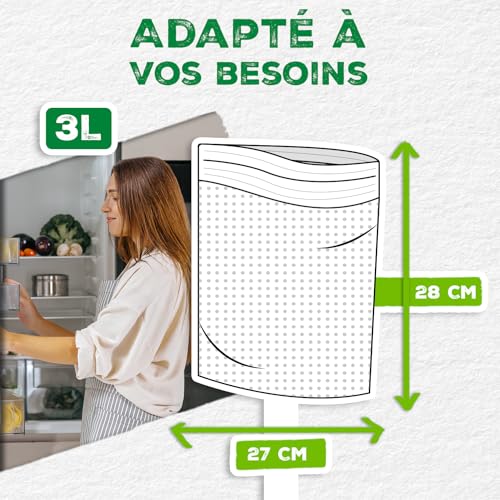 Alfapac SF 1 Frischhaltebeutel, 15 Stück je Packung, 3 Packungen, mikroperforiert, 27 x 28 cm, wiederverwendbar, Reißverschluss, Durchsichtig, Polyethylen (PE), rechteckig