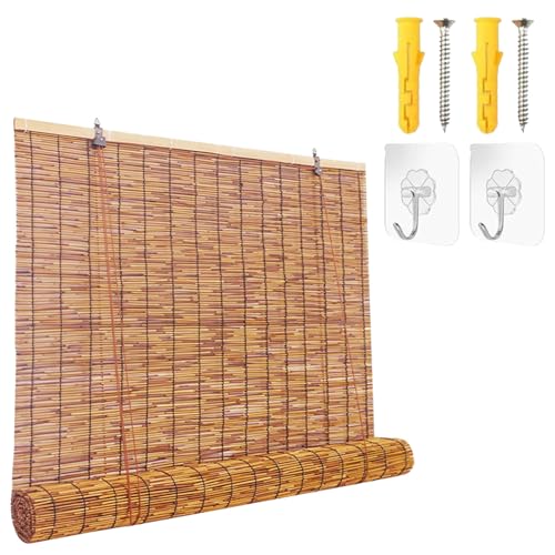 Persiana de Bambú Exterior Estores Enrollables Protector Solar Natural Cortina de Caña Impermeable para Terraza Cocina Jardín Porche 40 100 160 180 210 300cm
