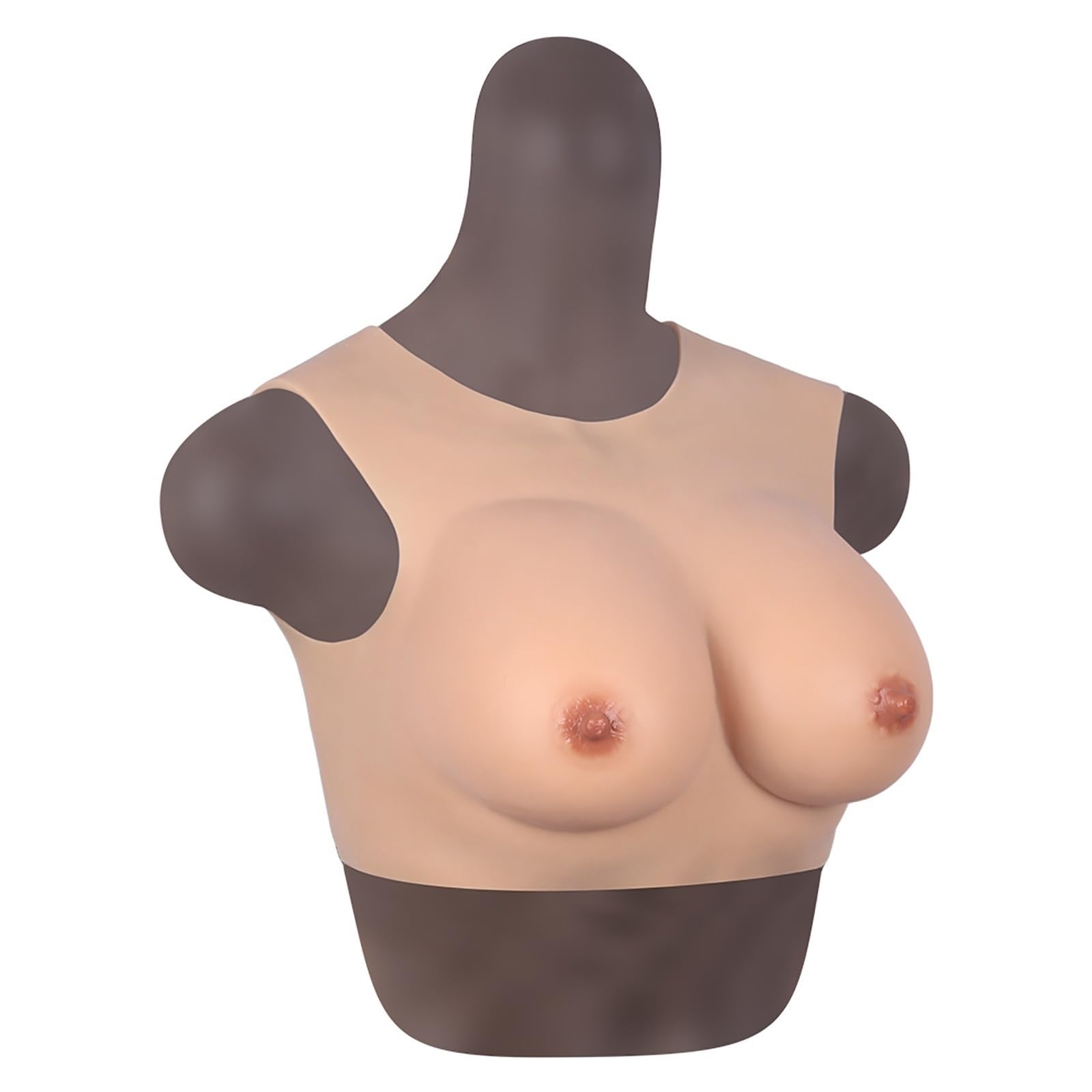 ALKANI Cuello Redondo de Media Longitud de Silicona Formas de Mama Falsos Pechos Realzadores de algodón de Relleno Adecuado para Mastectomía Prótesis de Halloween Navidad (Size : C~1200G)