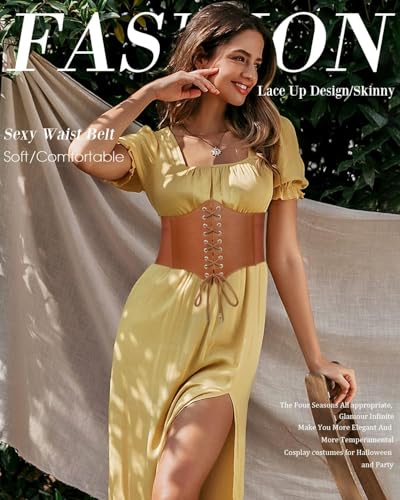 MOLERFO Women’s Elastic Costume Waist Belt Lace-up Tied Waspie Corset Belts for Women2