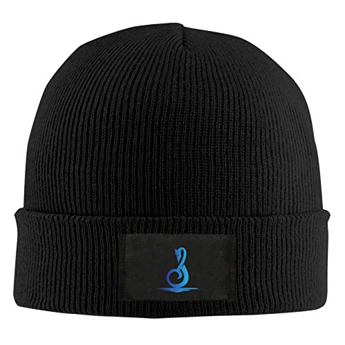 LIFENG Music Notes Knit Beanie Winter Hats for Men and Women - Warm, Soft & Stretchy Daily Ribbed Toboggan Cap for Cold Weather Black