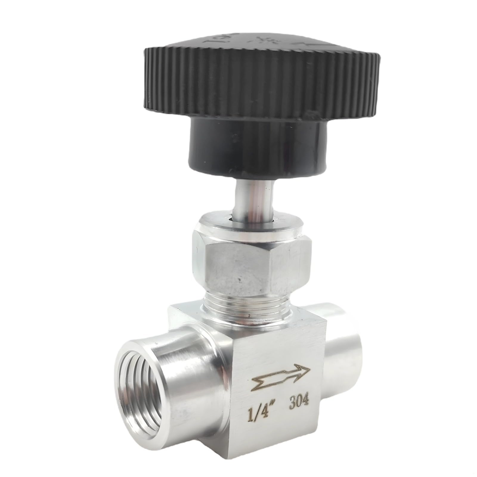 Bosreroy G1/4 Npt Needle Valve, Stainless Steel 304 with Black Adjustable Knob for Precision Flow Control of Water, Gas, Oil