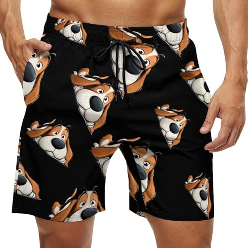 Beagle Mens Swim Trunks Quick Dry Board Shorts Beach Swimwear Bathing Suits