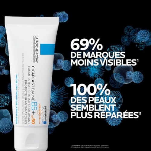 La Roche-Posay - Cicaplast Baume B5 SPF 50 - Crème Cicatrisante Réparatrice et Apaisante - Crème Visage et Corps Enrichie en Vitamine B5 & Beurre de Karité - Soin pour Peaux Sensibles et Fragilisées