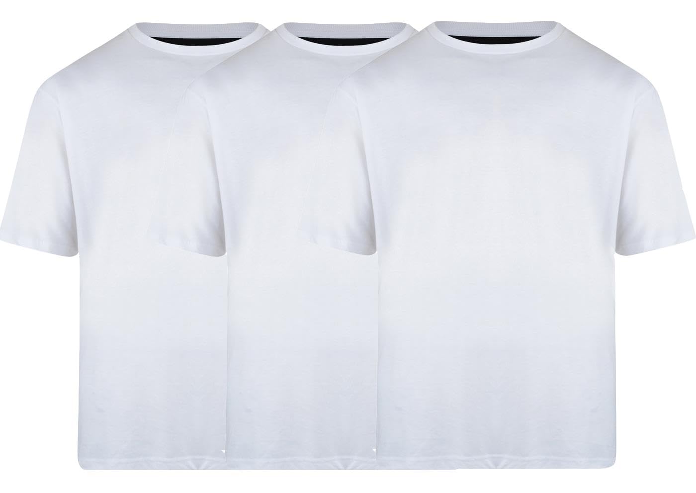 Espionage Mens Big Size Triple Pack Premium Combed Cotton Crew Neck Tee Shirt in White in 2XL