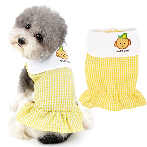 Ranphy Robe pour petit chien en treillis pour chiot, chat, princesse, robe pour chien, robe de fête, mariage, vêtement de plage pour chihuahua, Yorkshire Terrier Cover