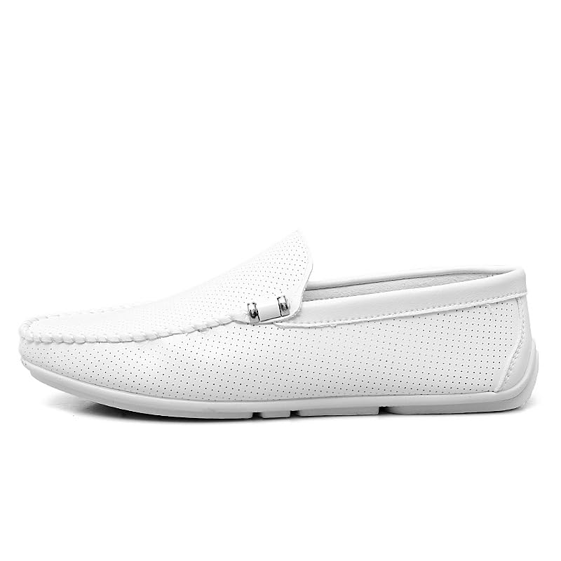 Men's Loafers Shoes Hollow Out Breathable Round Toe Vegan Leather Driving Loafers Flexible Lightweight Slip Resistant Classic Slip-on2