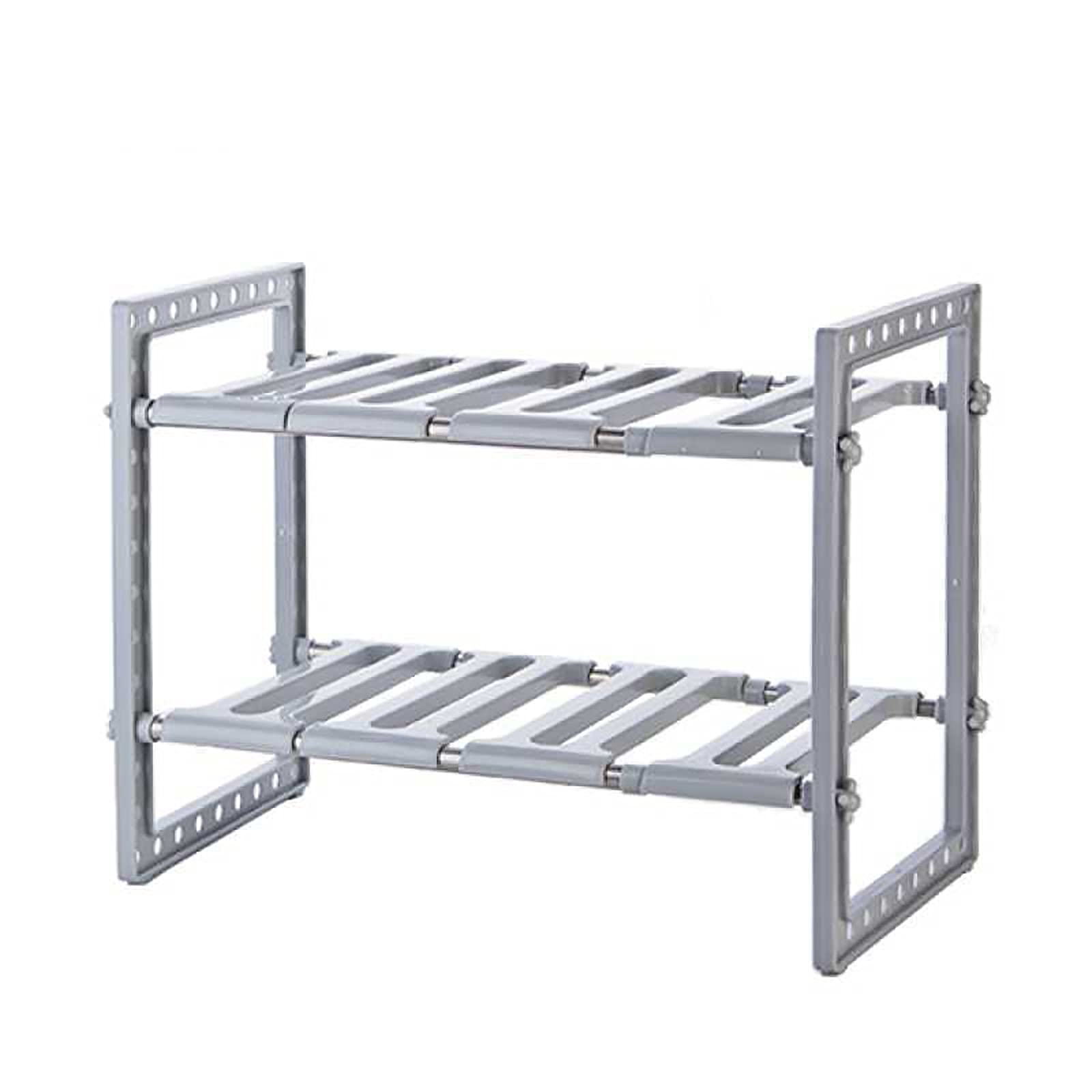 QUNINE Küchenorganisatoren, Aufbewahrungsregale, verstellbar, ausziehbar, vielseitig einsetzbar, für Küche, Badezimmer, unter der Spüle, Regal, Organizer/Grau (Grau)