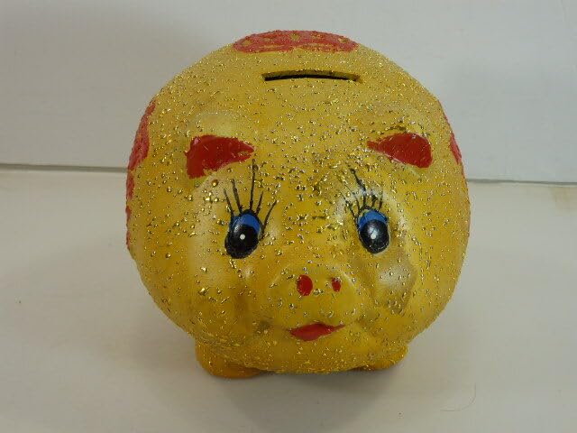 Amazon.co.jp: Aレトロ 縁起物 貯金箱 豚の貯金箱 金豚 招財進寶 金色