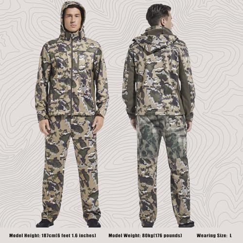 UIIHUNT Hunting Clothes for Men with Fleece Lining, Safety Strap Compatible Water Resistant Silent Hunting Jacket and Pants